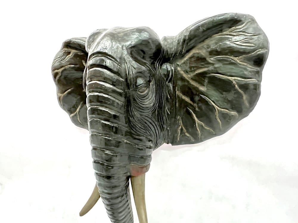Wall sculpture, elephant head, black wood, Indonesia, 1970s - 156171