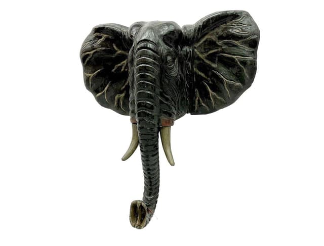 Wall sculpture, elephant head, black wood, Indonesia, 1970s - DIMENSION