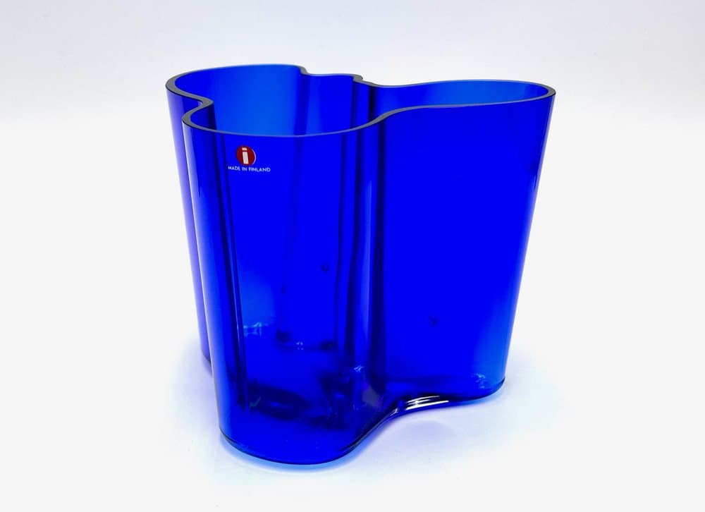 Wazon Model 3030, niebieski, szkło, proj. A. Aalto, Iittala, Finlandia, lata 90. - 156202