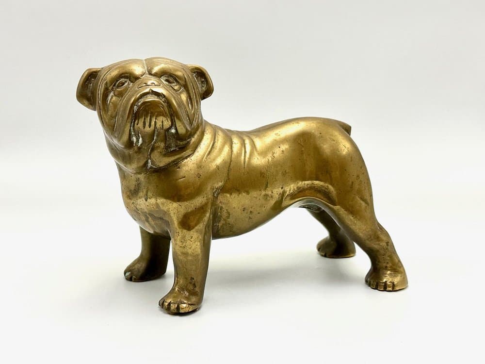 Bulldog figurine, golden brass, France, 1940s. - 156218