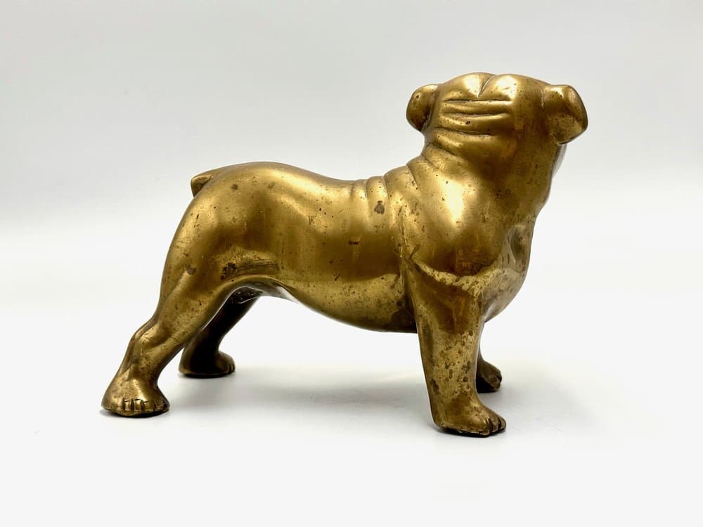 Bulldog figurine, golden brass, France, 1940s. - 156217