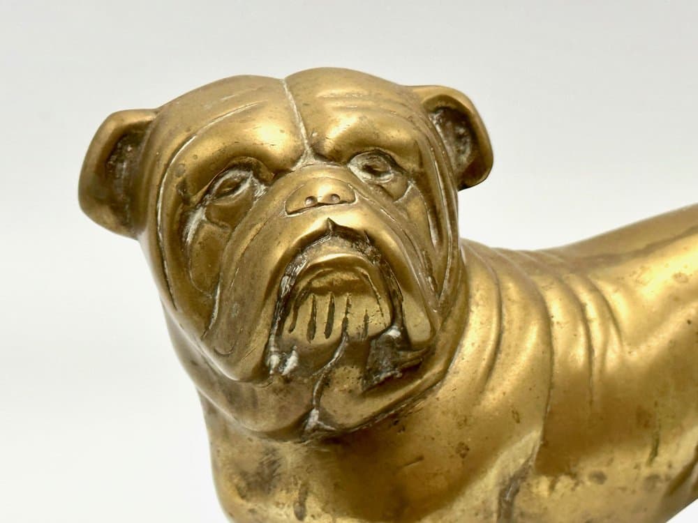 Bulldog figurine, golden brass, France, 1940s. - 156226