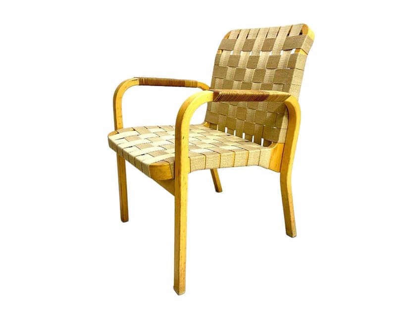 Fotel lounge Model 45, brzoza beżowy, proj. A. Aalto, Artek, Finlandia, lata 70.