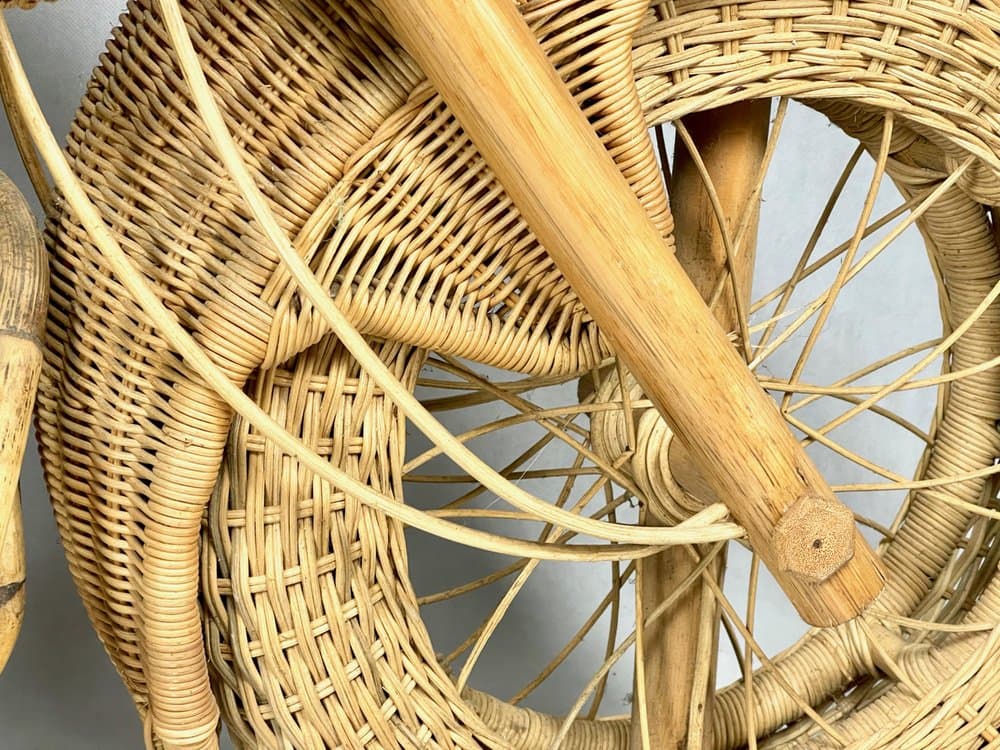 Rzeźba motocykl Harley Davidson, beżowy, bambus, Indie, lata 80. - 156307