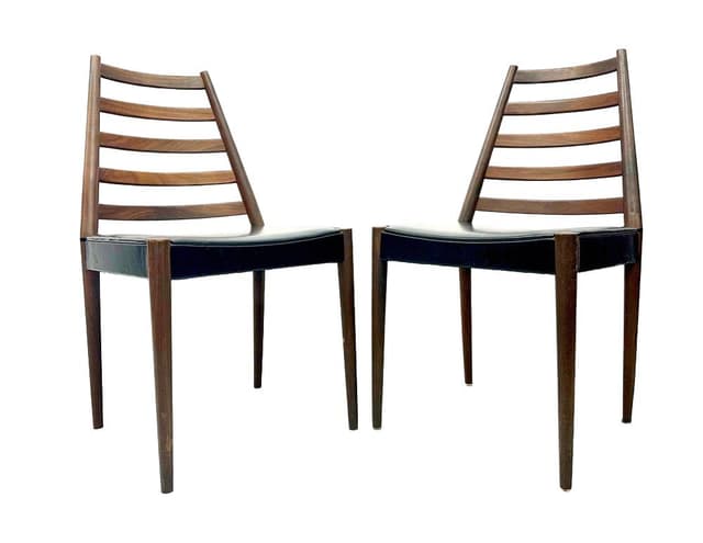 Set of dining chairs, brown teak, Denmark, 1960s - DIMENSION