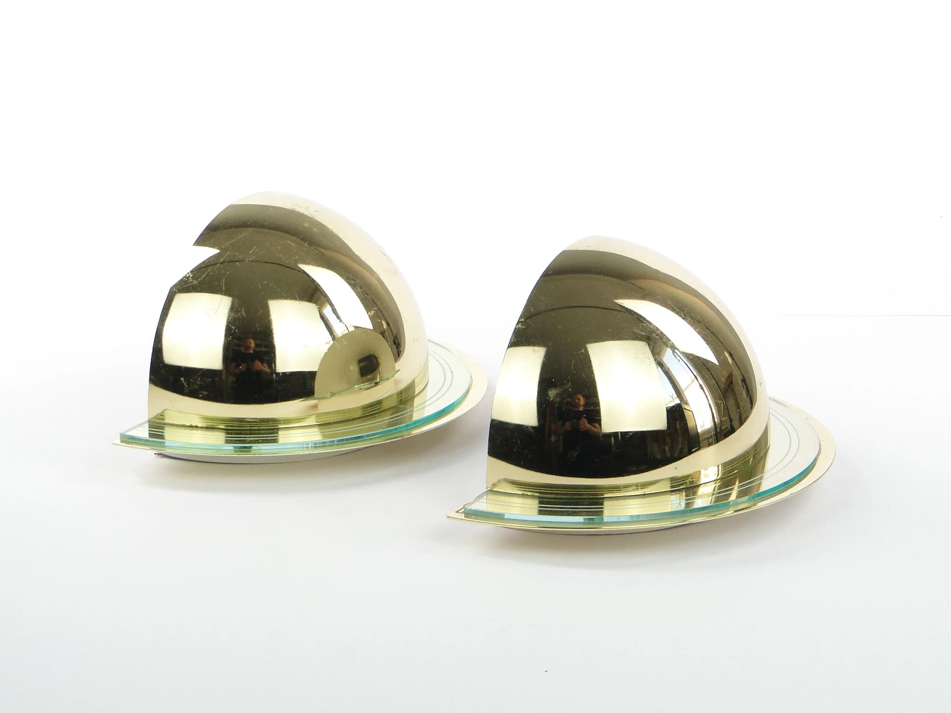 Para kinkietów Space Age, mosiądz złoty, akryl przezroczysty, Szwecja, lata 80. - 9804