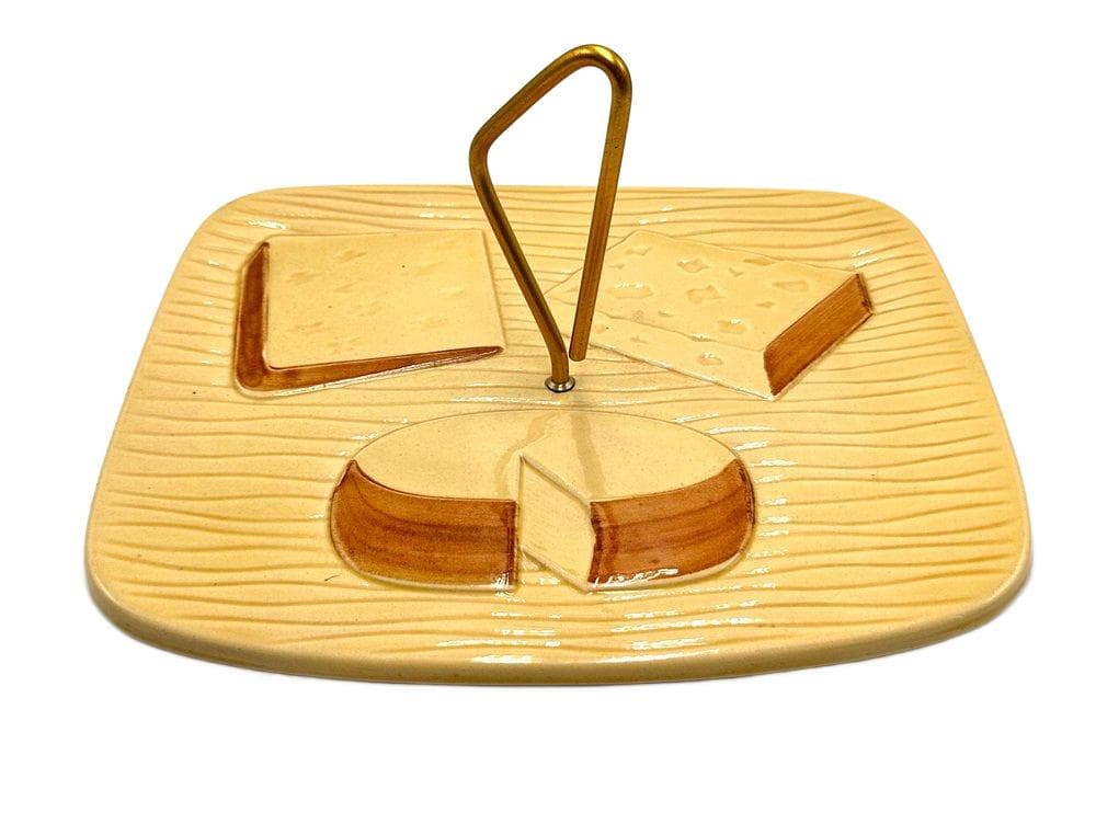 Cheese plate, yellow ceramic, France, 1960s.