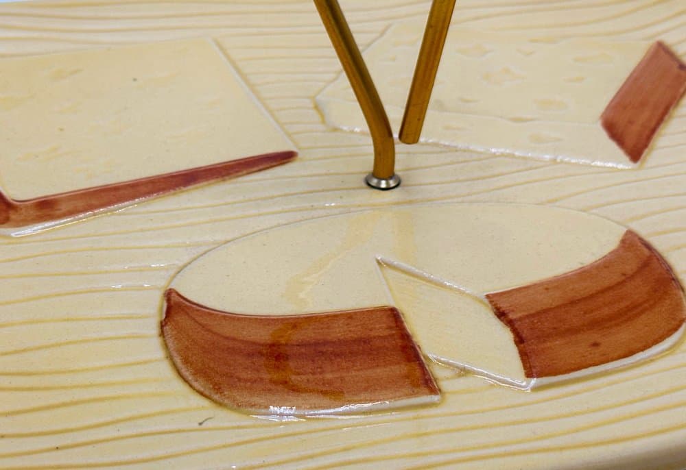 Cheese plate, yellow ceramic, France, 1960s. - 156393