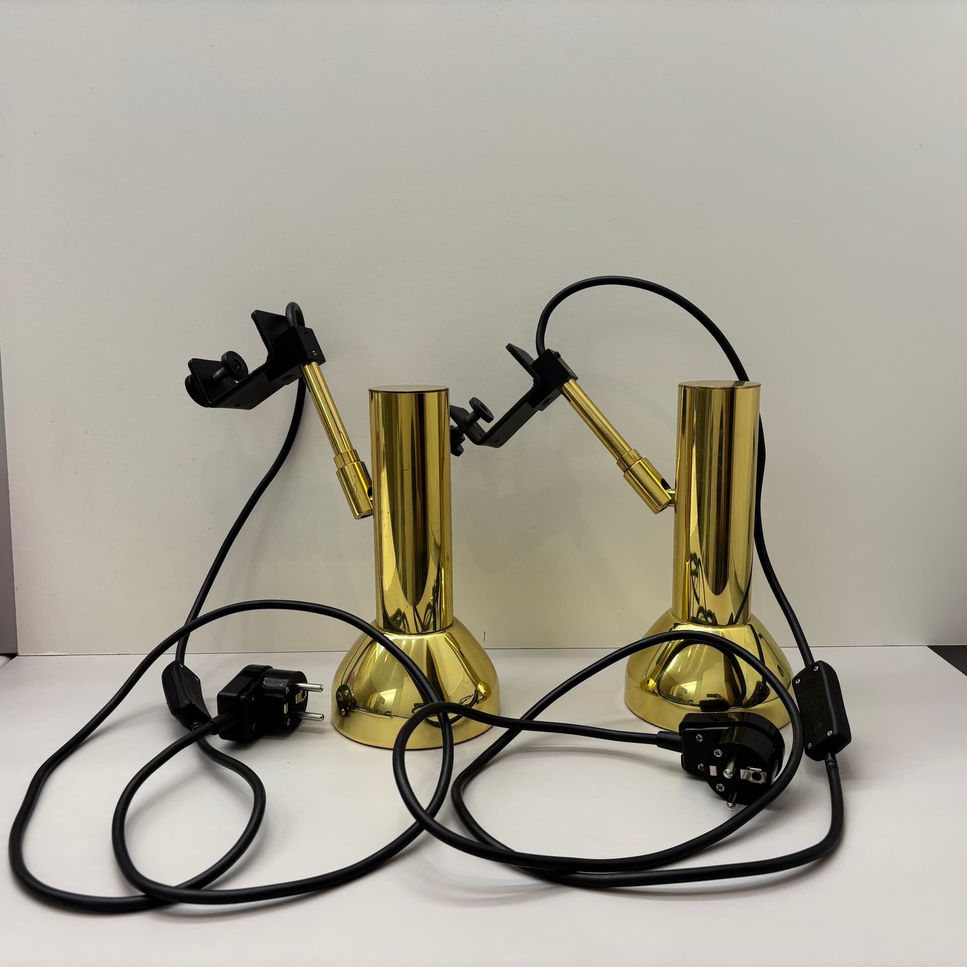 Pair of wall sconces, golden brass, Germany, 1970s. - 142642