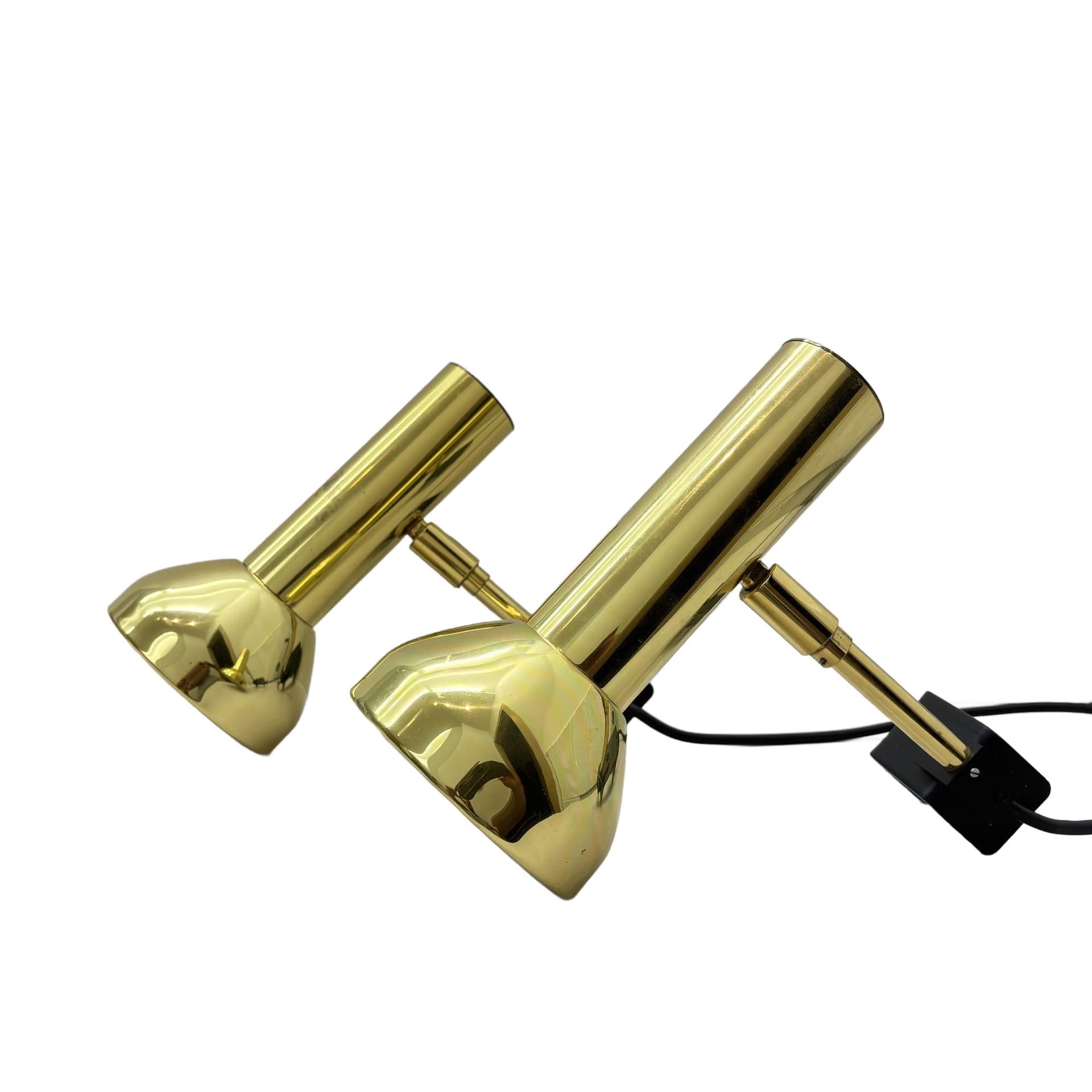 Pair of wall sconces, golden brass, Germany, 1970s.
