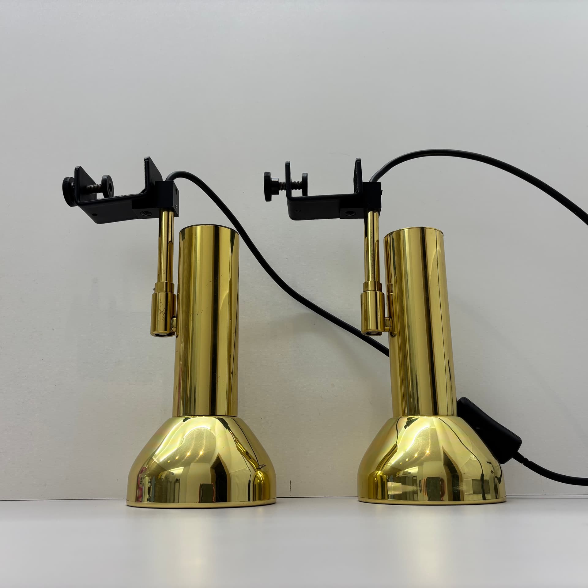 Pair of wall sconces, golden brass, Germany, 1970s. - 142635
