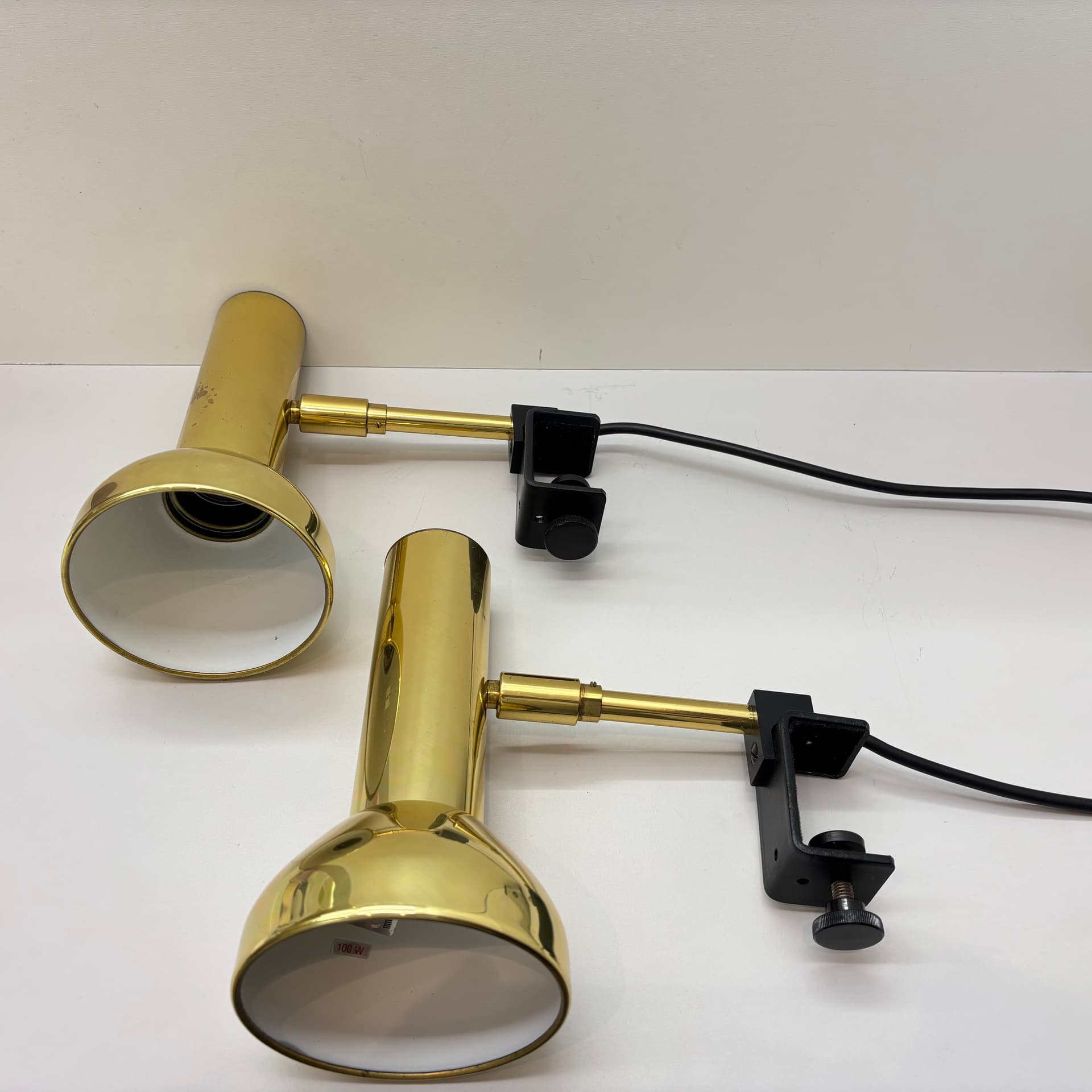 Pair of wall sconces, golden brass, Germany, 1970s. - 142630