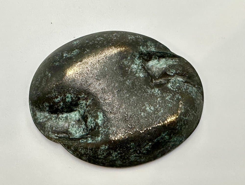 Popielniczka eliptyczna, zielony, mosiądz złoty, Austria, lata 50. - 156397