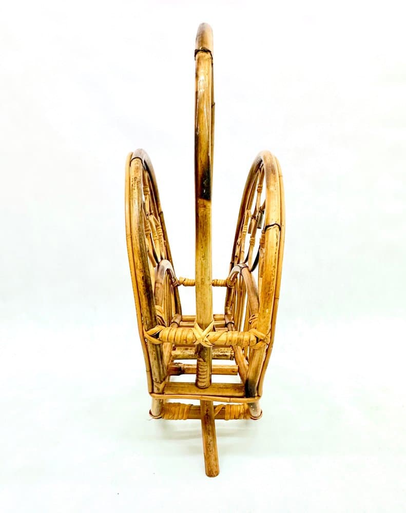 Magazine Rack Round, beige, bamboo rattan, Italy, 1970s - 156431