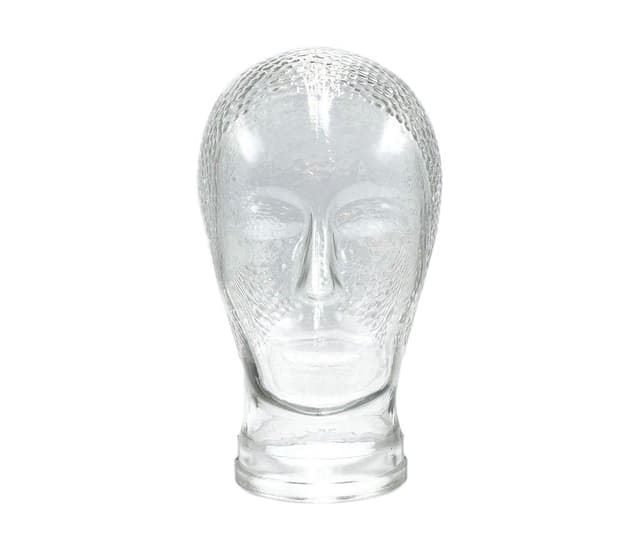 Głowa dekoracyjna, transparentny, szkło, Niemcy, lata 70. - WYMIARY