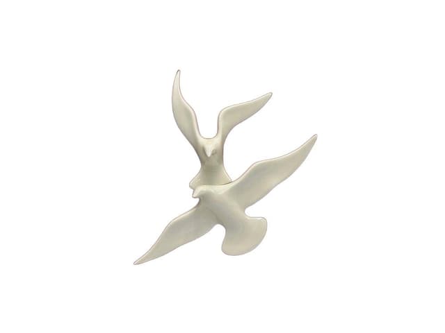 Wall decoration, mid-century, white porcelain, brown teak, Germany, 1960s. - DIMENSION