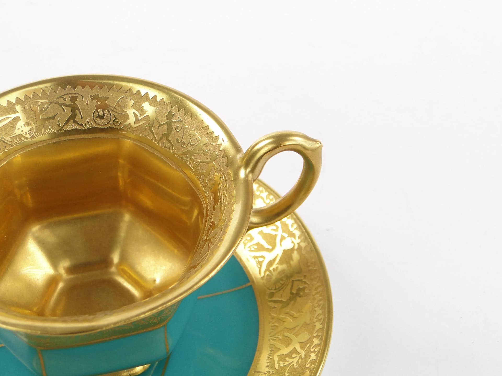 Mocha Cup Art Deco, turquoise porcelain, Schlaggenwald, Czechoslovakia, 1920s - 9789