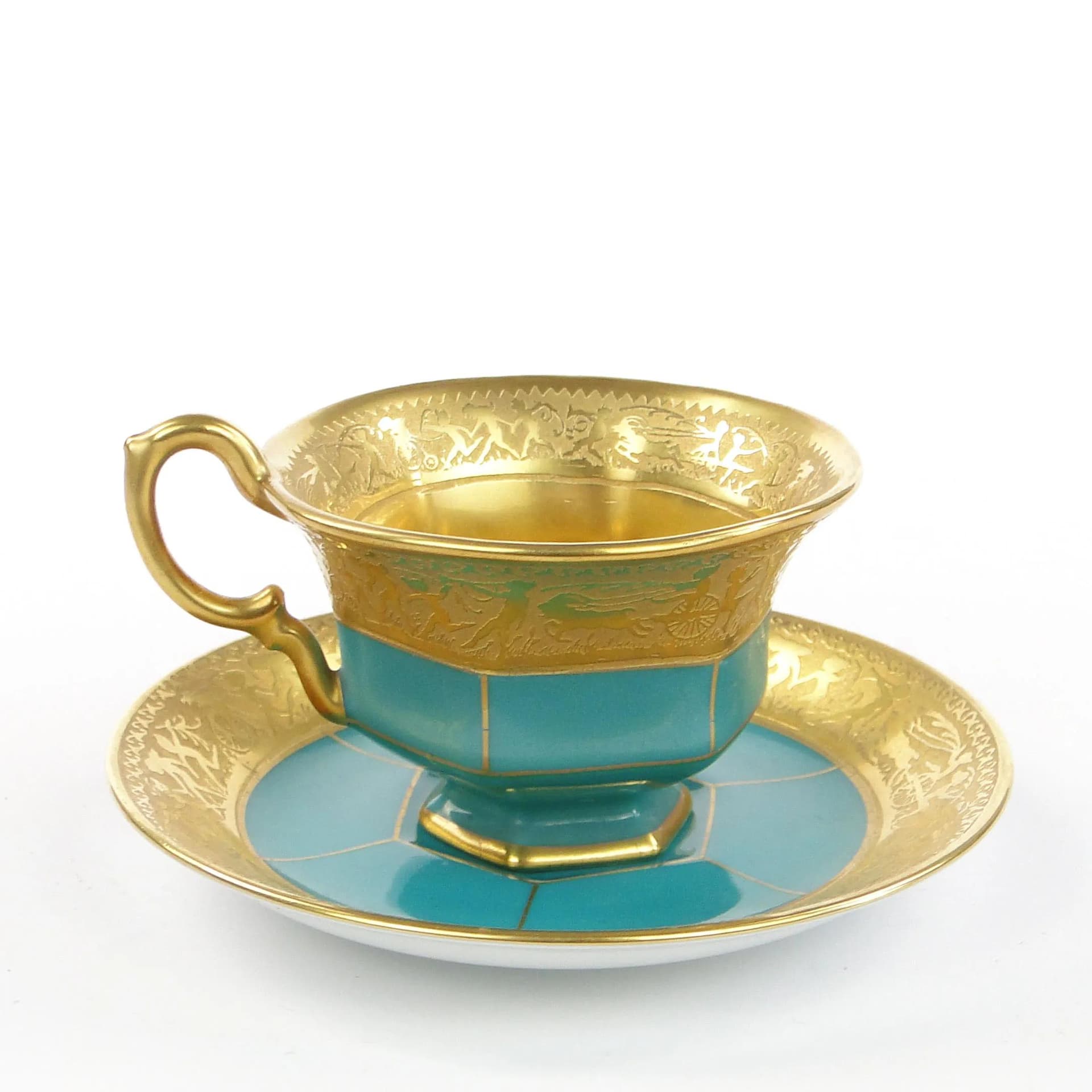 Mocha Cup Art Deco, turquoise porcelain, Schlaggenwald, Czechoslovakia, 1920s - 9786