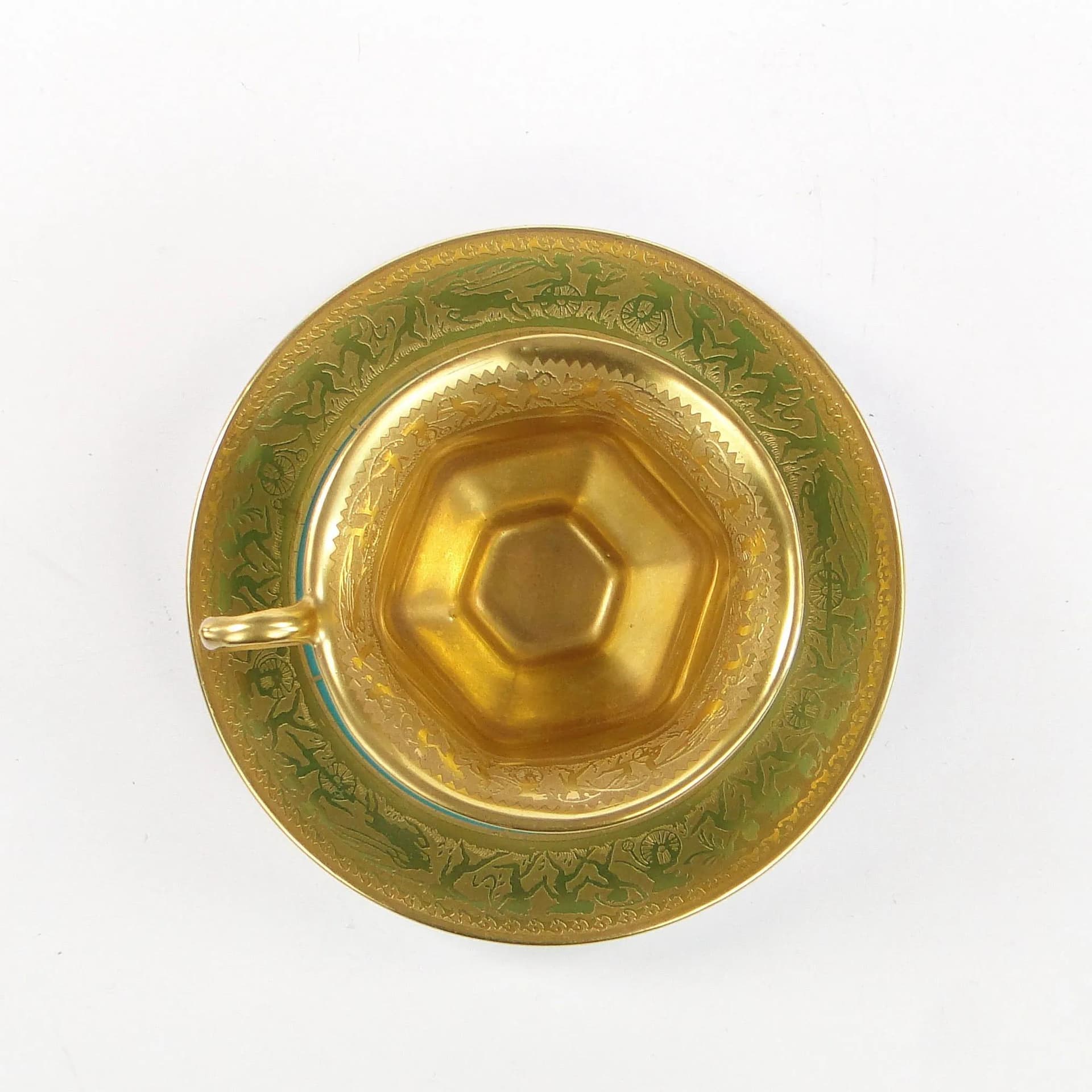 Mocha Cup Art Deco, turquoise porcelain, Schlaggenwald, Czechoslovakia, 1920s - 9785