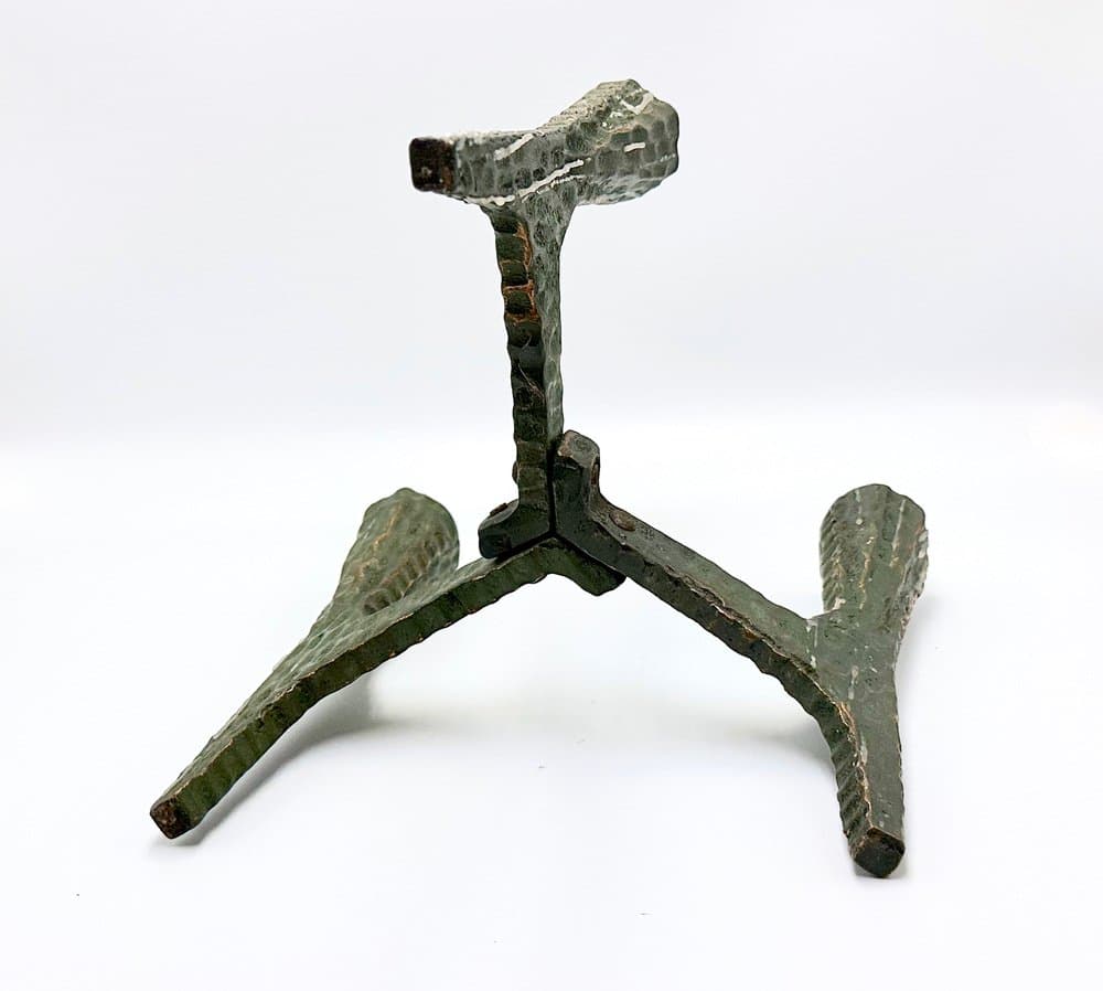 Świecznik brutalistyczny, patynowana miedź zielona, Polska, lata 70. - 156547