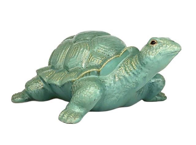 Turtle figurine, turquoise, ceramic, Italy, 1960s. - DIMENSION