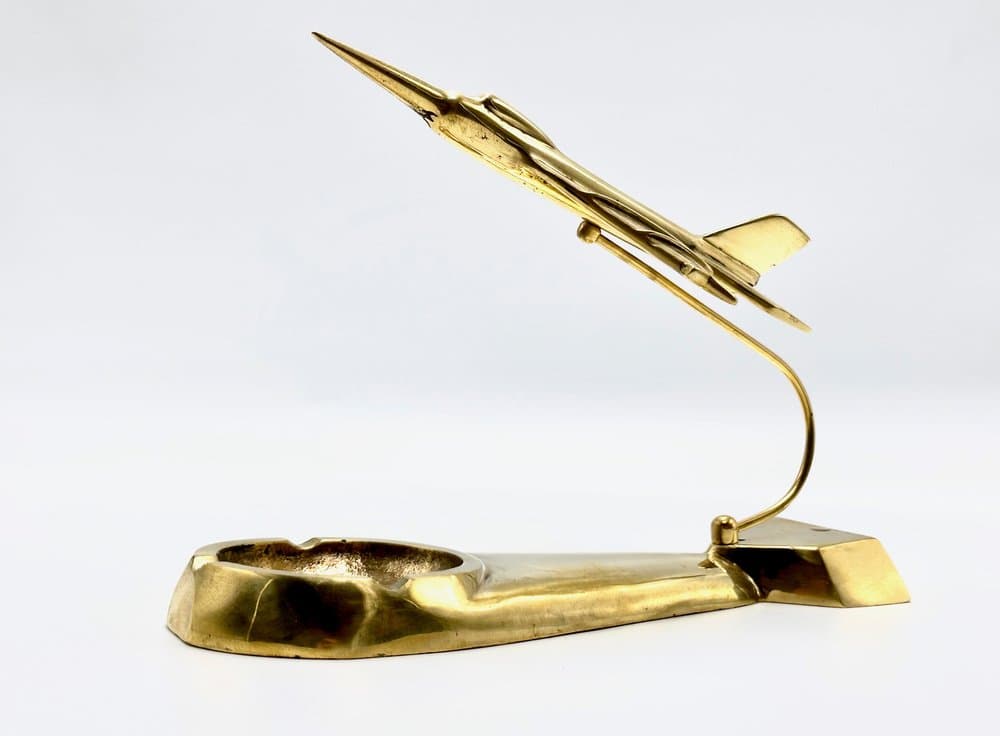 Model biurkowy Mig-21, złoty, mosiądz, Polska, lata 50. - 156596