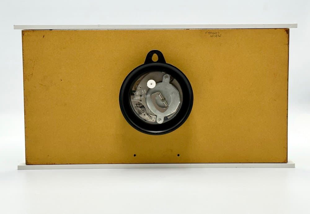 Table clock, dark brown, aluminum, plastic, Germany, 1970s. - 156607