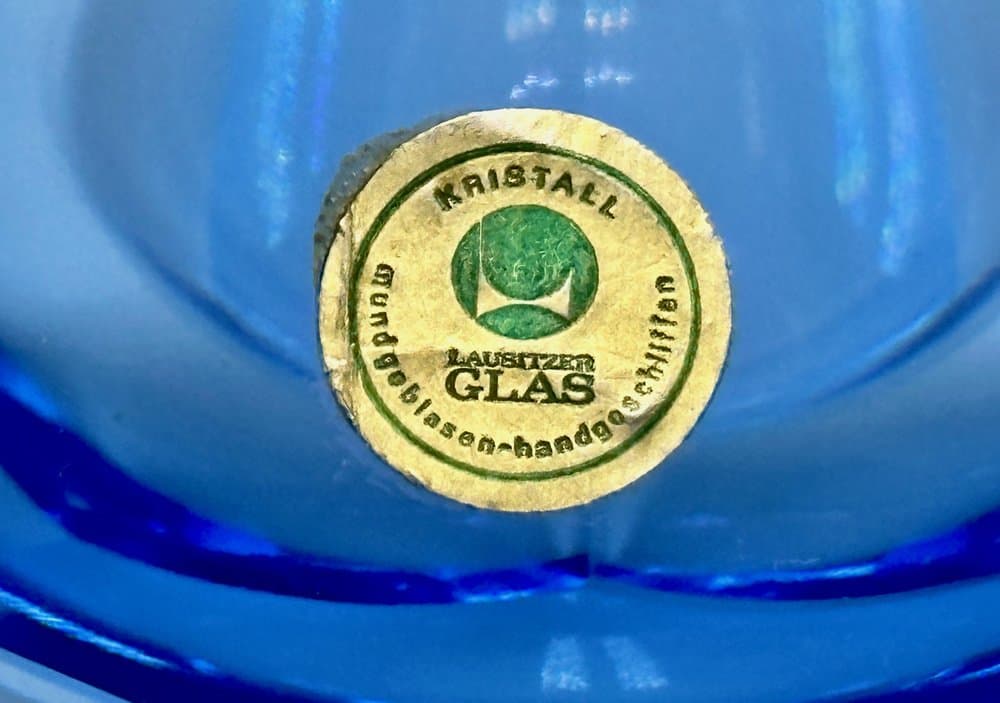 Popielniczka Art déco, niebieski, kryształ, Niemcy, lata 30. - 156620