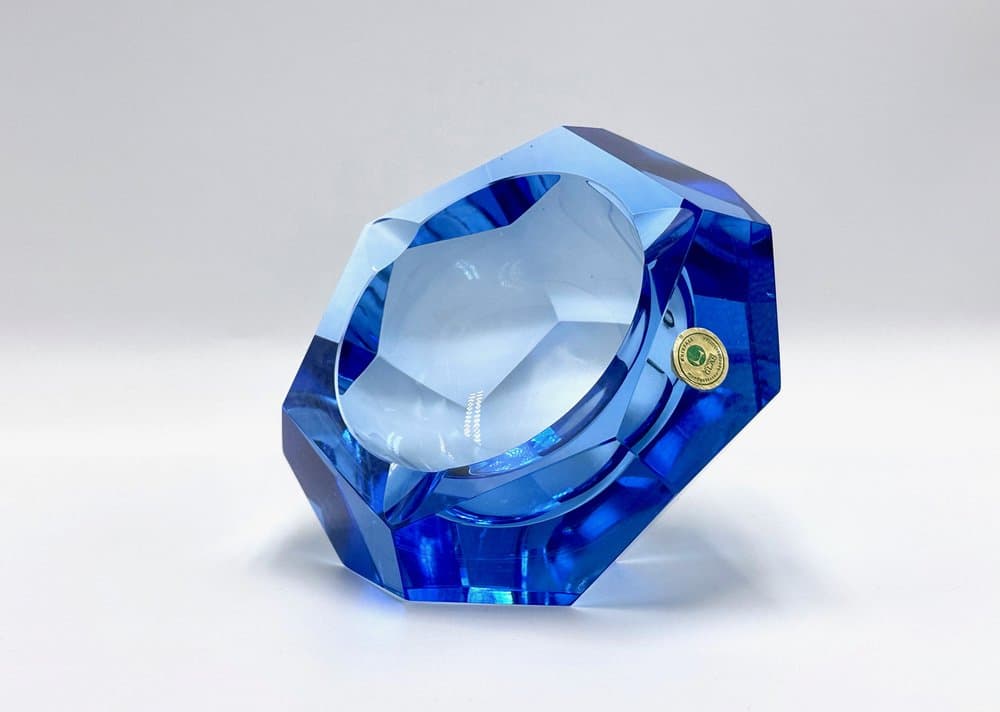 Popielniczka Art déco, niebieski, kryształ, Niemcy, lata 30. - 156616