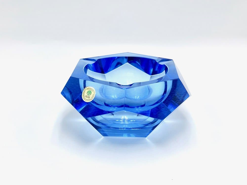 Popielniczka Art déco, niebieski, kryształ, Niemcy, lata 30. - 156623