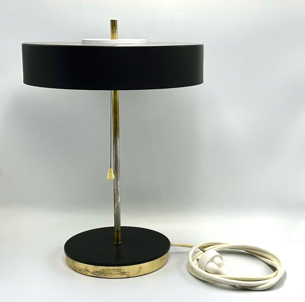 Table Lamp, Kamenický Šenov, black brass, black steel, Czechoslovakia, 1970s - 156662