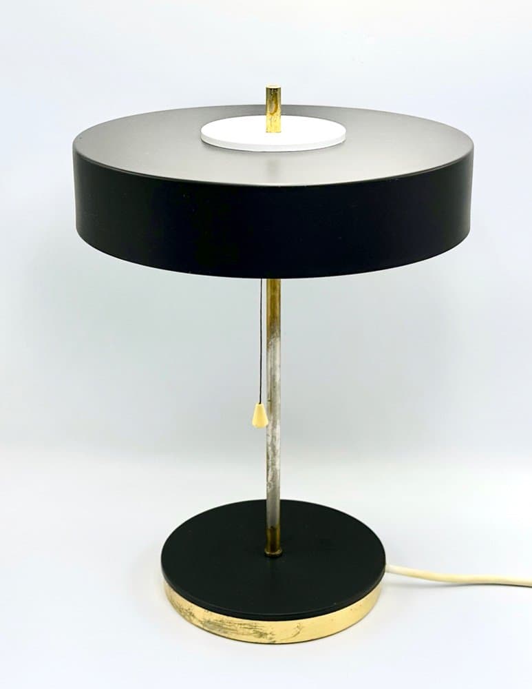 Table Lamp, Kamenický Šenov, black brass, black steel, Czechoslovakia, 1970s - 156665