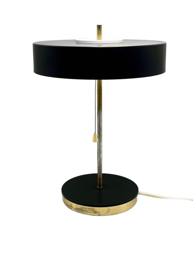 Table Lamp, Kamenický Šenov, black brass, black steel, Czechoslovakia, 1970s - DIMENSION