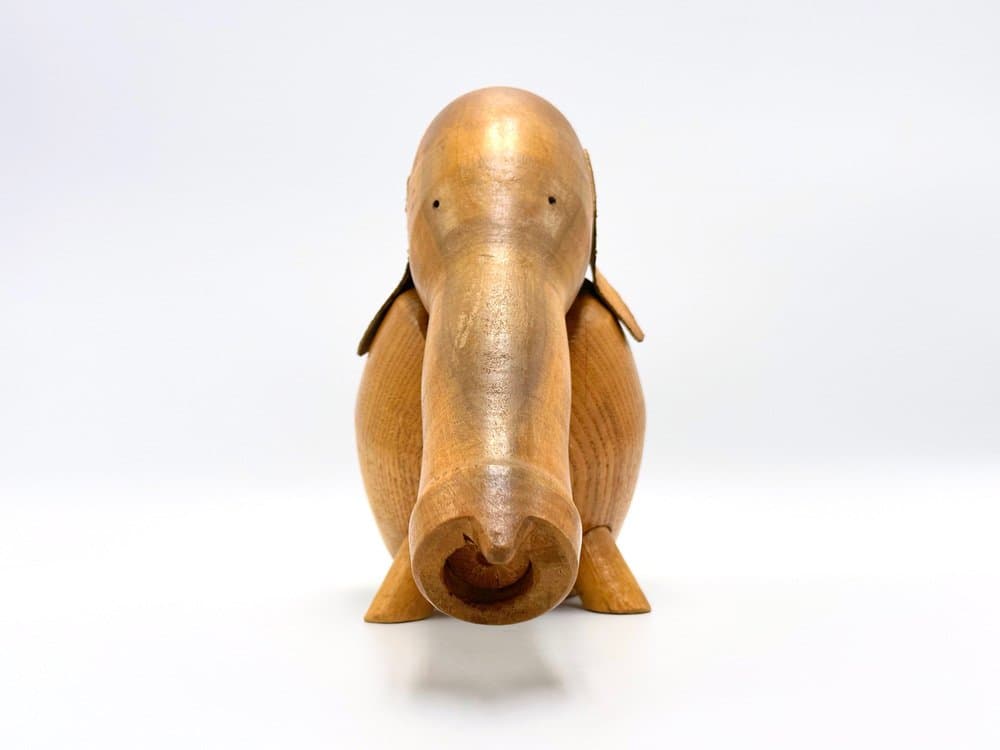 Figurka słonia, beżowy, drewno, Dania, lata 60. - 156703