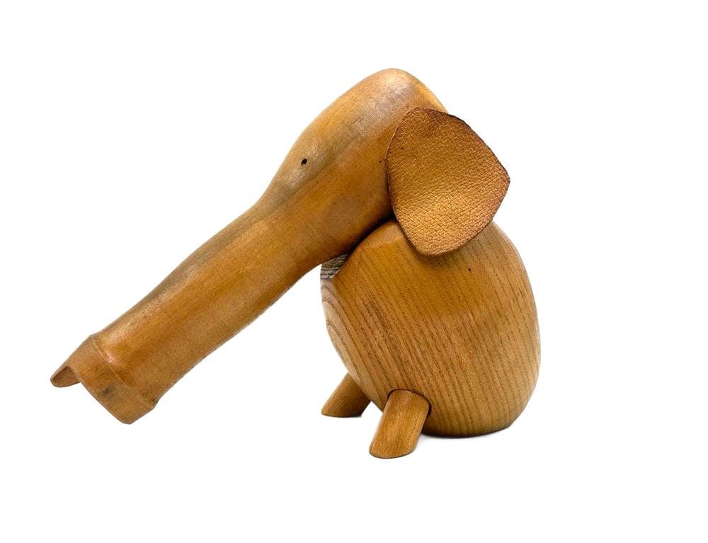 Figurka słonia, beżowy, drewno, Dania, lata 60.