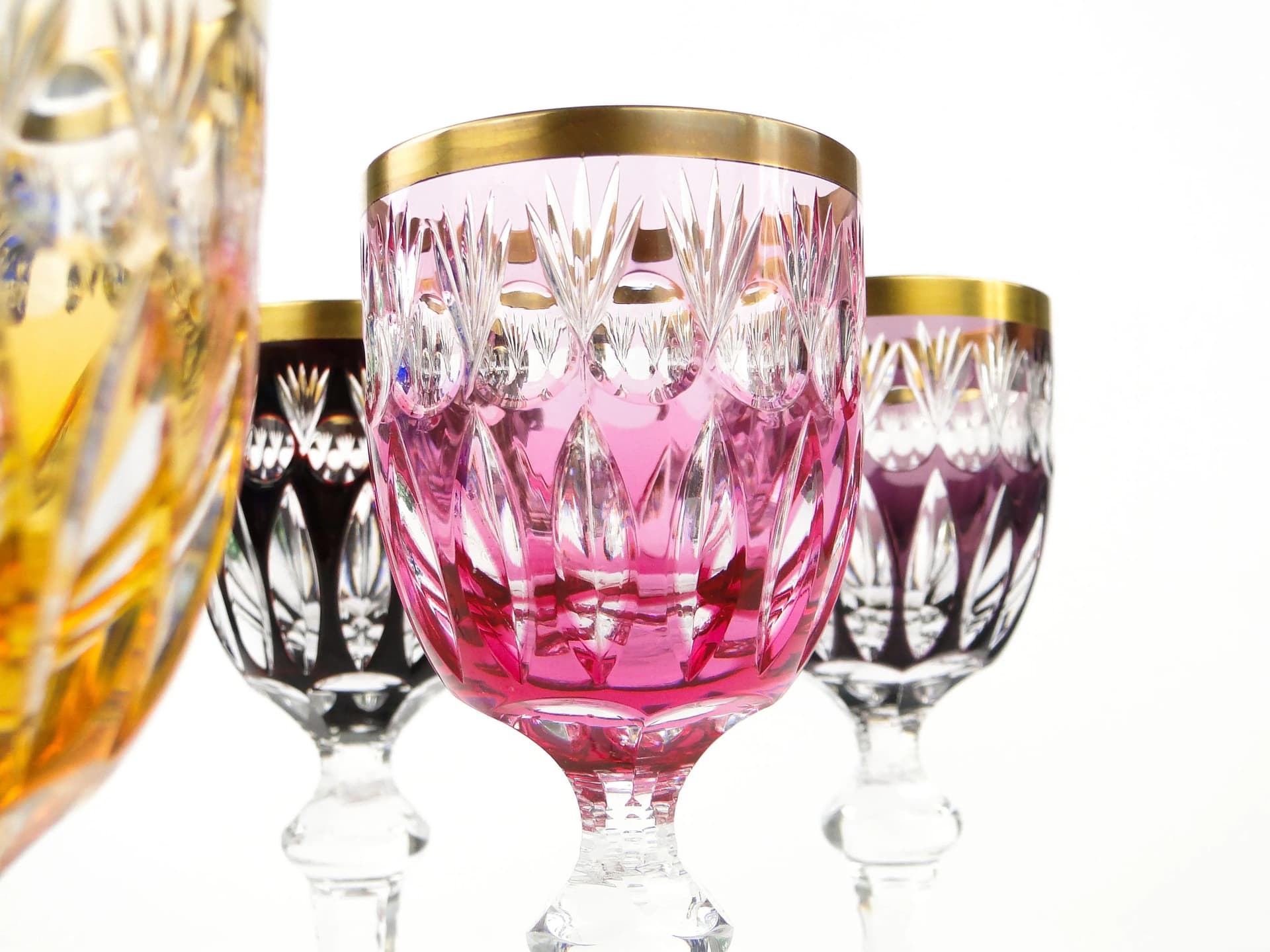 Komplet kieliszków do likieru, art déco, multikolor, kryształ, Polska, lata 20. - 9753