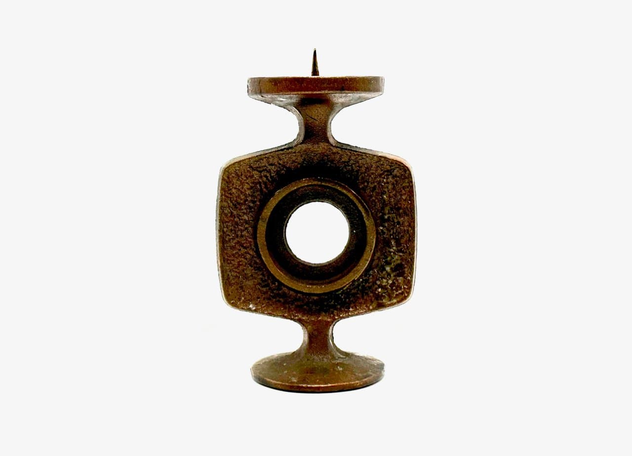 Candleholder, brutalist, copper, Poland, 1970s - 156743