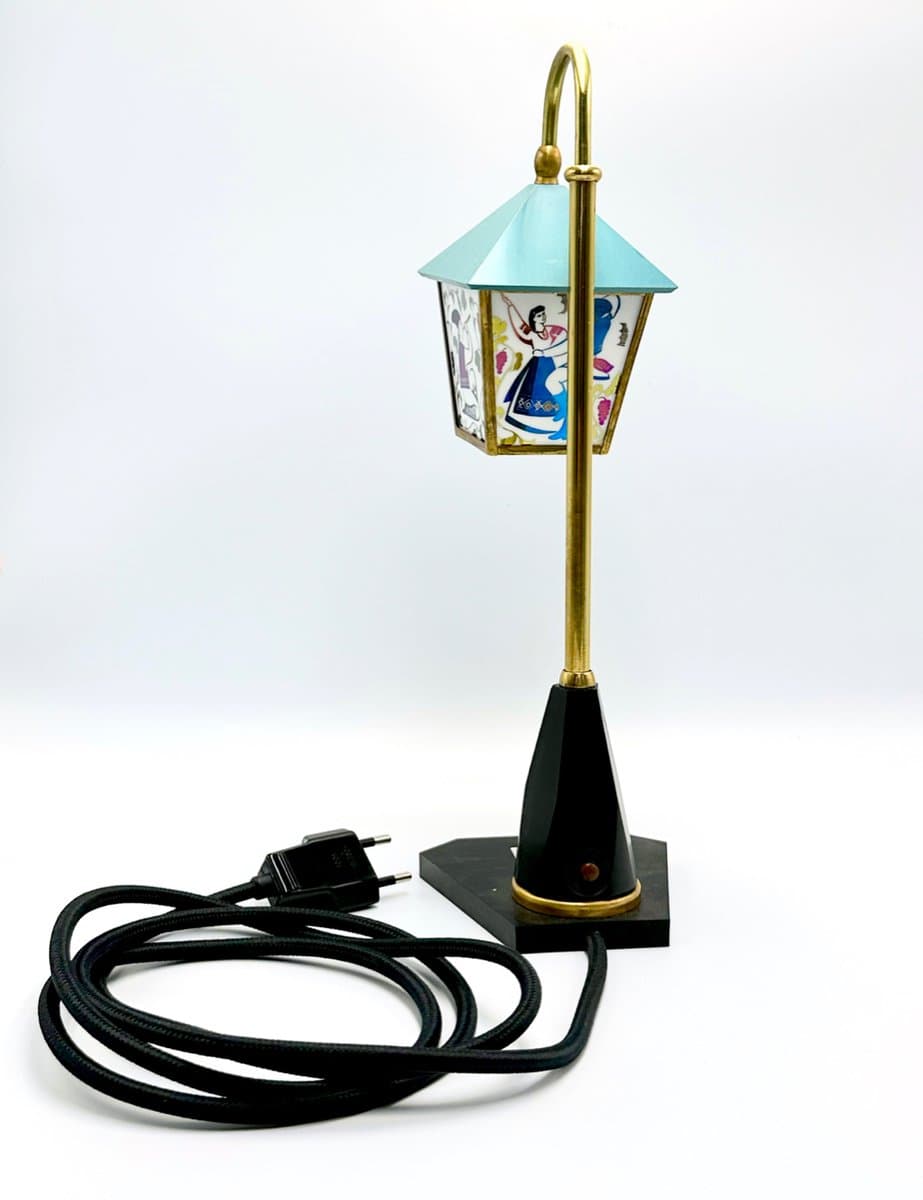 Lampka stołowa Lantern, czarny, mosiądz szkło, Rosja, lata 70. - 156755