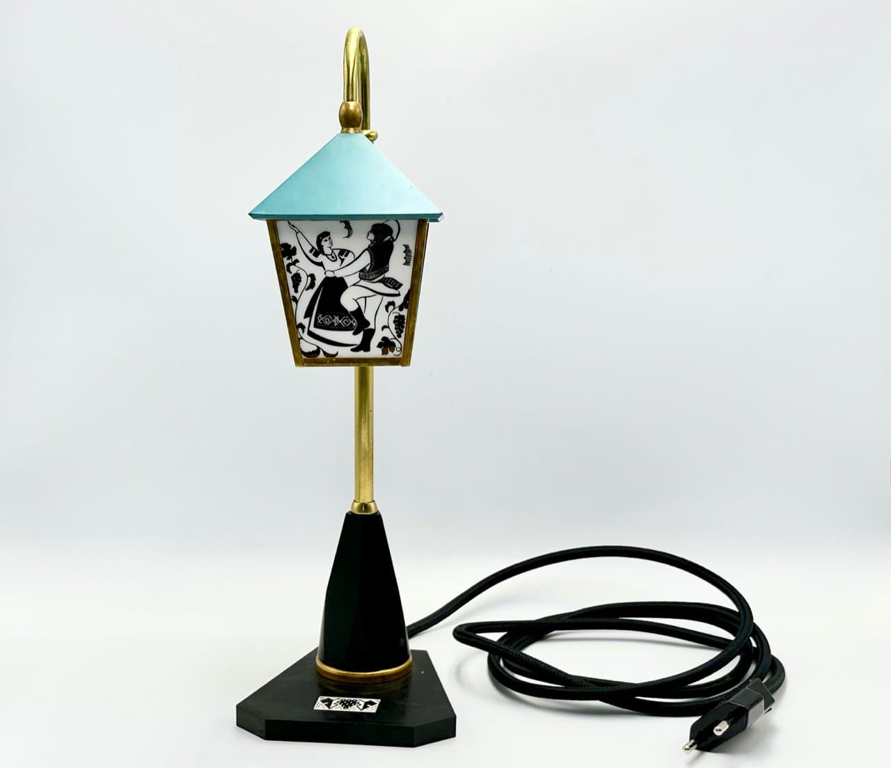 Lampka stołowa Lantern, czarny, mosiądz szkło, Rosja, lata 70. - 156754