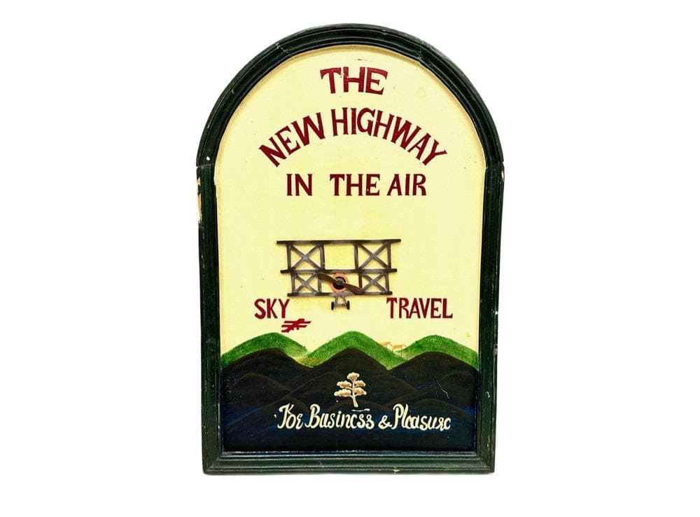Wall sign Sky Travel, multicolor, wood plywood, United Kingdom, 1950s.
