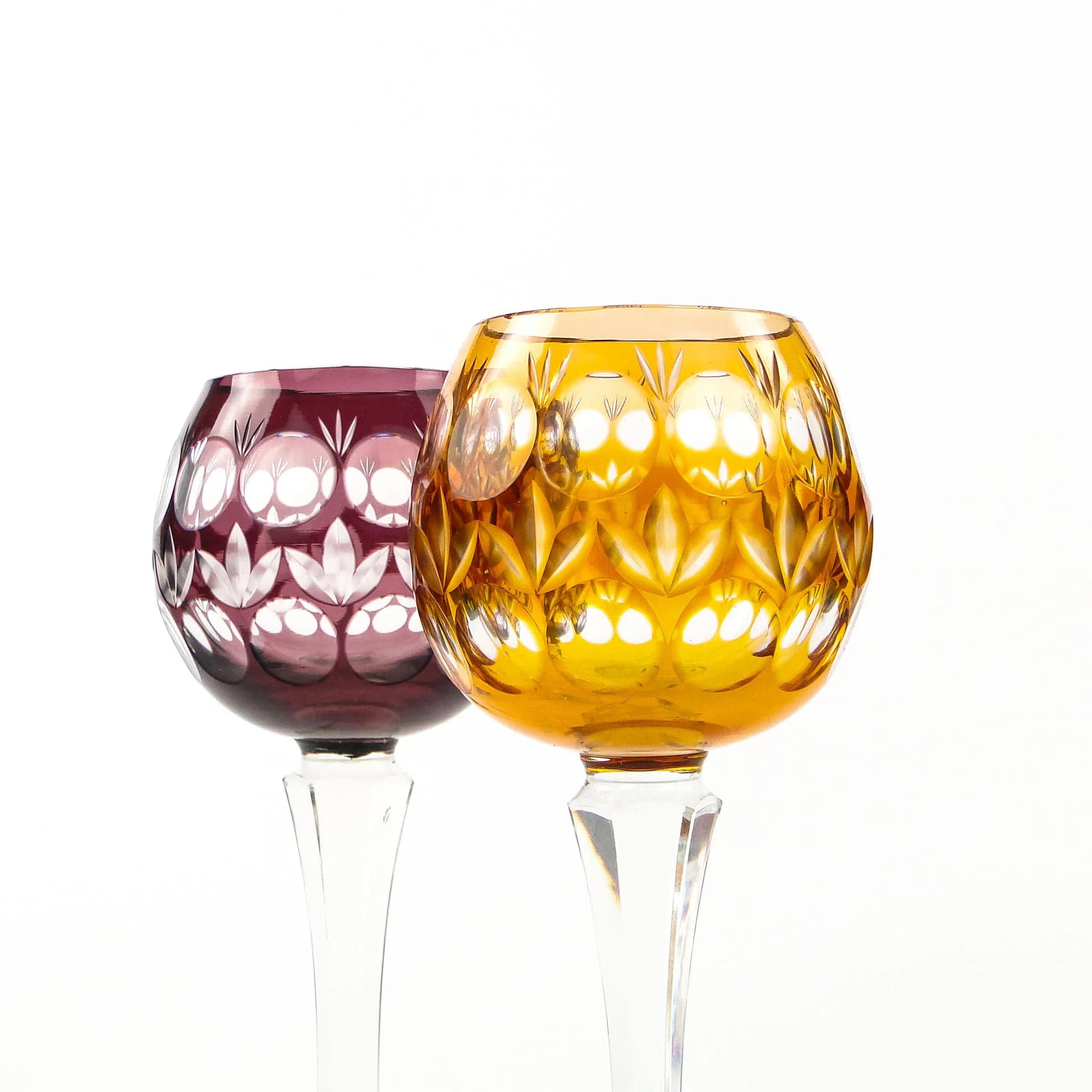 Kielich art déco, złoty, kryształ, Austria, lata 30. - 9743