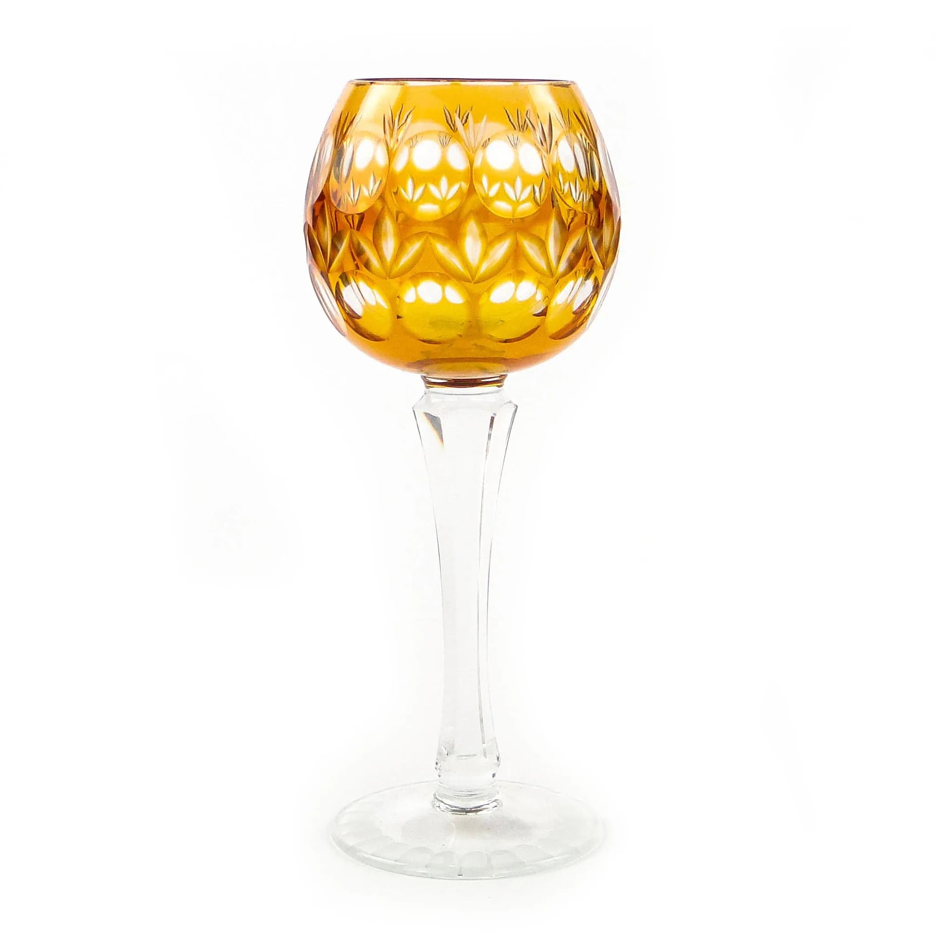 Kielich art déco, złoty, kryształ, Austria, lata 30. - 9738