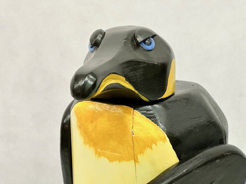 Penguin figurine, multicolor wood, 1970s - 156798
