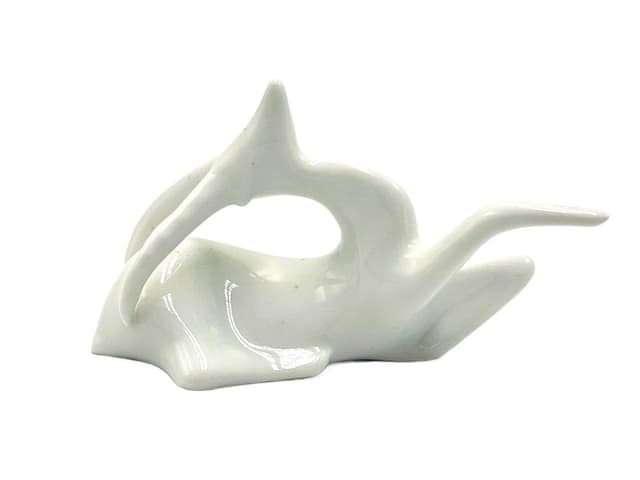 Capricorn Figurine, white porcelain, Royal Dux Bohemia, Czech Republic, 1960s. - DIMENSION