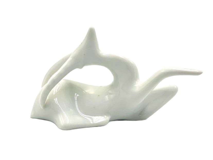 Figurka Koziorożca, biała porcelana, Royal Dux Bohemia, Czechy, lata 60.