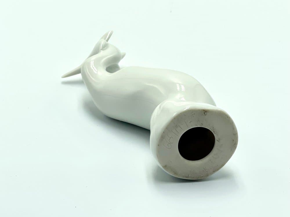 Figurka czapli, biały, porcelana, Royal Dux Bohemia, Czechy, lata 60. - 156853