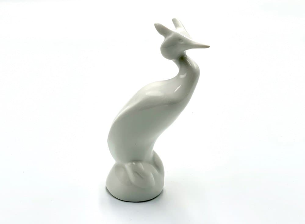 Figurka czapli, biały, porcelana, Royal Dux Bohemia, Czechy, lata 60. - 156851