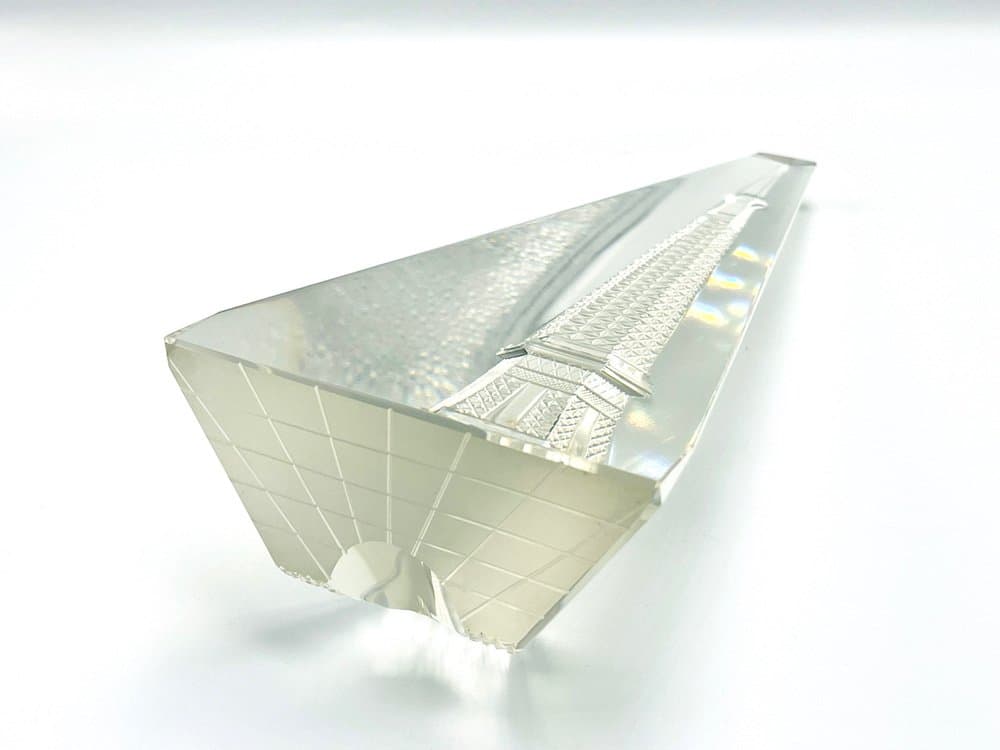 Obelisk Wieża Eiffla, transparentny, kryształ, Czechy, lata 80. - 156859