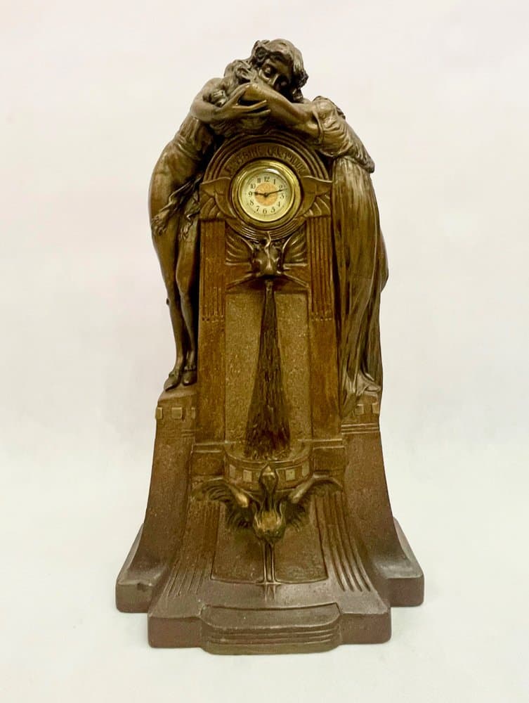 Table Clock No 112 Fontaine de Labour, brown, plaster, France, early 20th c. - 156905