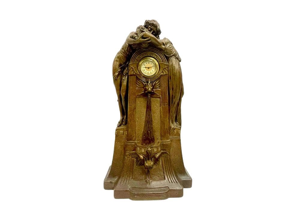 Table Clock No 112 Fontaine de Labour, brown, plaster, France, early 20th c.